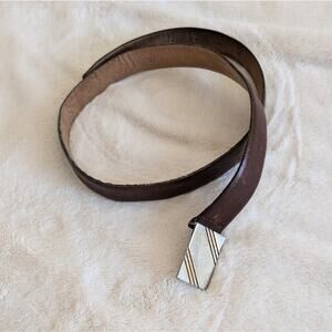 Christian Dior Men's Brown Vintage Belt with Gold Buckle, size 85